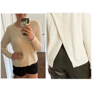 Madewell Antique Cream Knit Cozy Sweater Pullover Cross Back Long Sleeve Soft